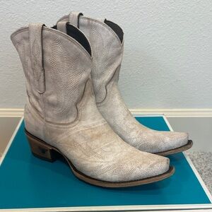 Lane Lexington Bootie in Ceramic Crackle -White Western Cowboy Boots